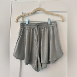 Lululemon Modal High-Rise Relaxed-Fit Lounge Shorts 3.5" - Jade grey - Size 6